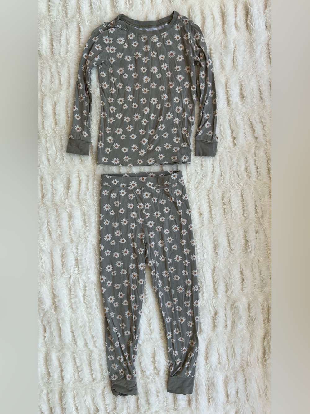 Mebie Baby Grey Floral Bamboo Pajama Set